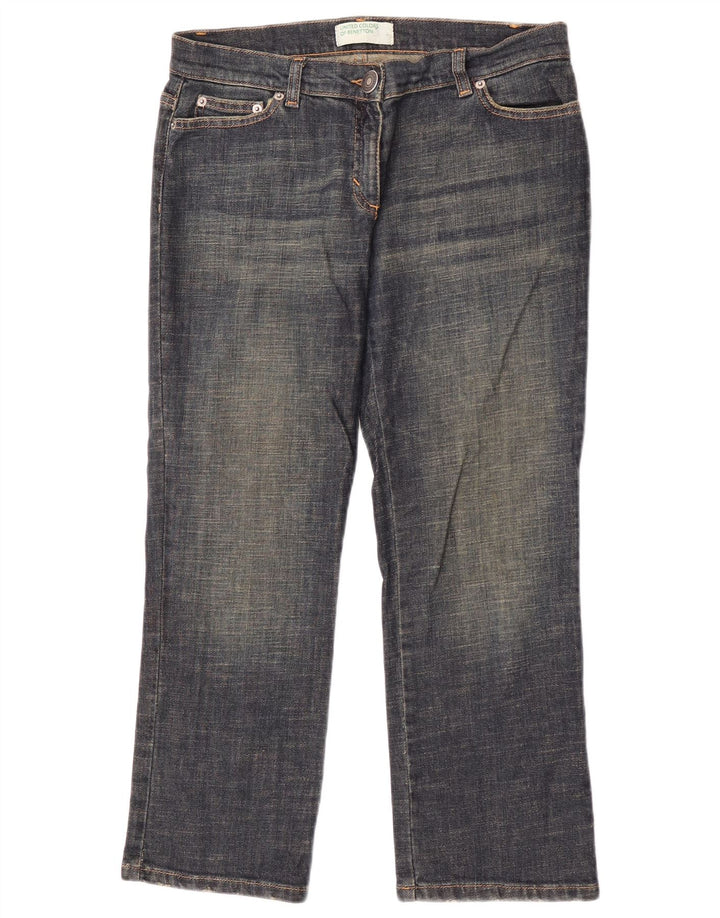 Vaqueros Cropped Mujer Benetton IT 44 Medium W30 L25 Azul Marino Algodón