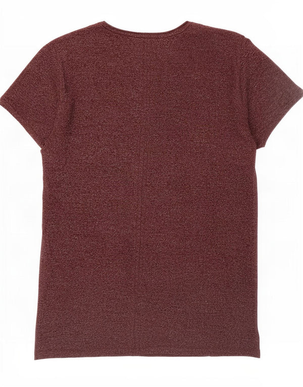 Tommy Hilfiger Camiseta para hombre Top Large de algodón moteado en color burdeos