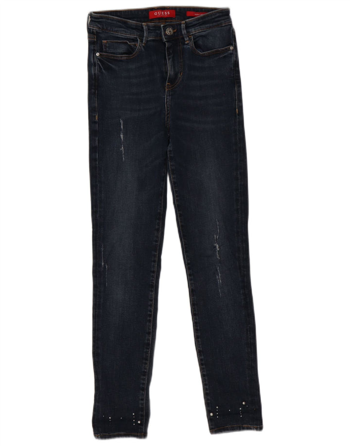 Guess Vaqueros Pitillo Desgastados Mujer W25 L26 Poliéster Azul Marino