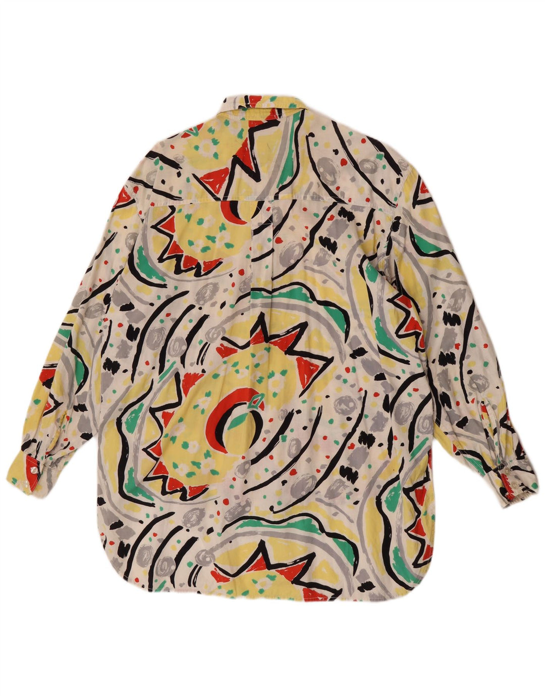 Vintage mujer camisa de gran tamaño blusa Reino Unido 14 medio multicolor geométrico
