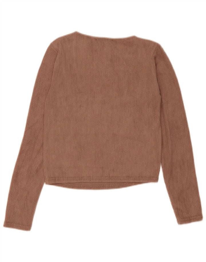 Zara Mujer Crop Top Manga Larga UK 42 Marrón Medio Poliéster
