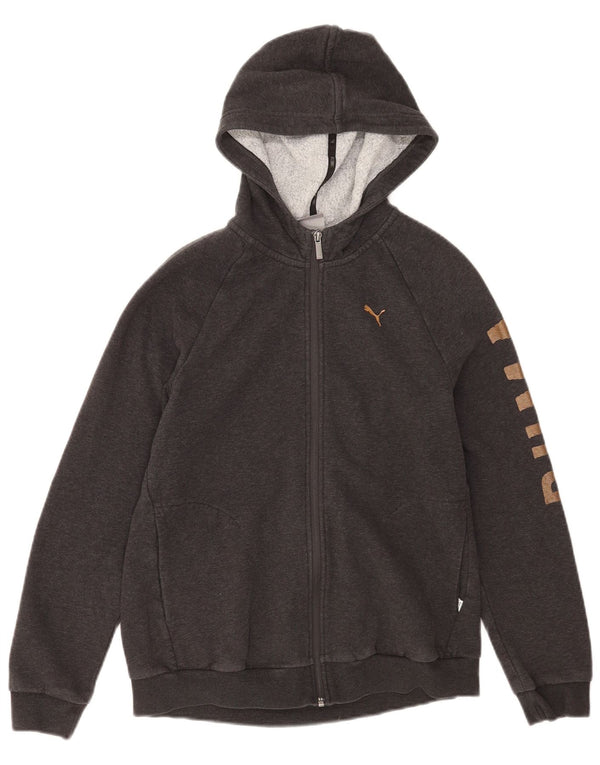 Puma - Sudadera con capucha para mujer, diseño gráfico con cremallera, talla 40, talla grande, algodón gris