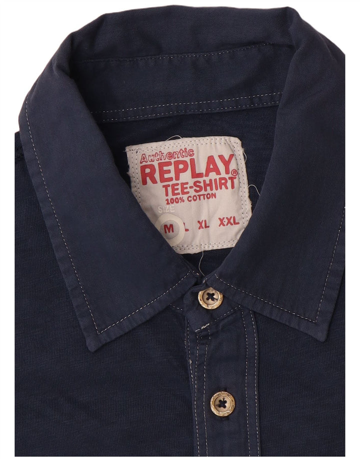 Replay Polo Hombre Algodón Azul Marino Mediano