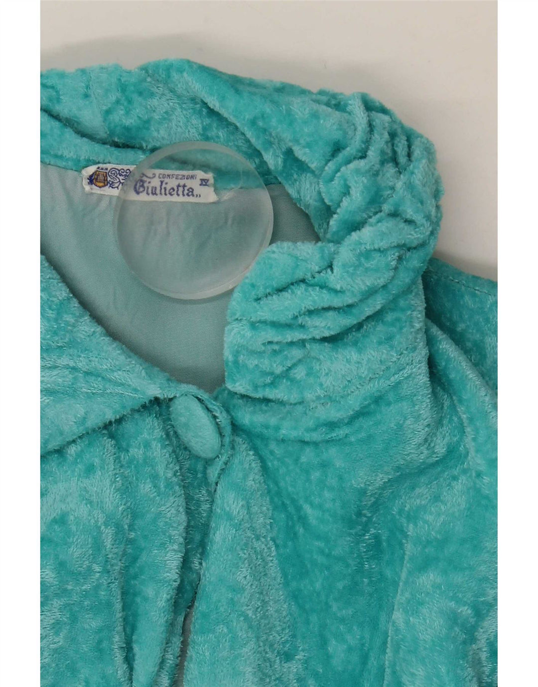 Vintage mujer Velour Robe vestido Reino Unido 14 azul medio