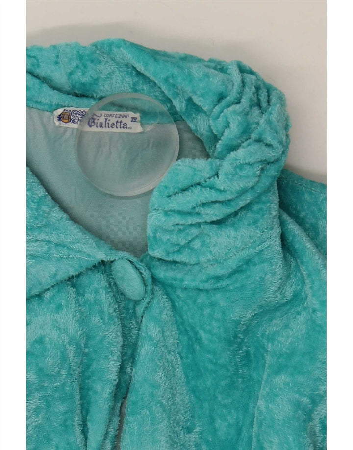 Vintage mujer Velour Robe vestido Reino Unido 14 azul medio