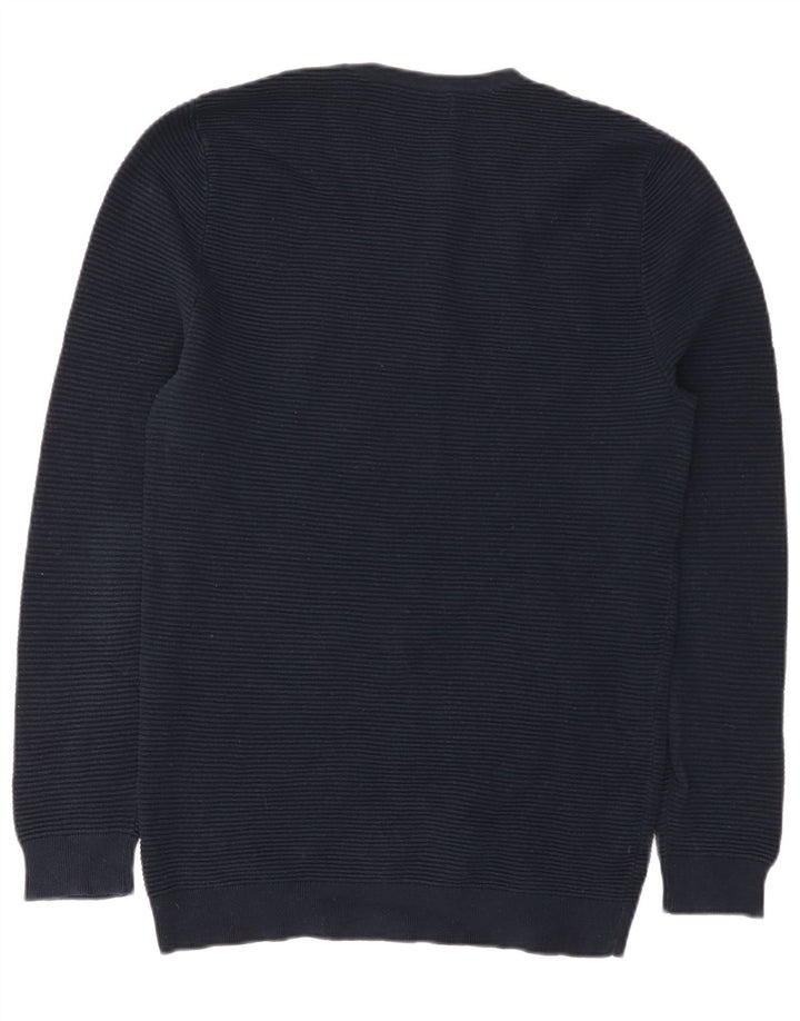 Zara Mens Crew Neck Jumper Sweater Grande Azul Marino