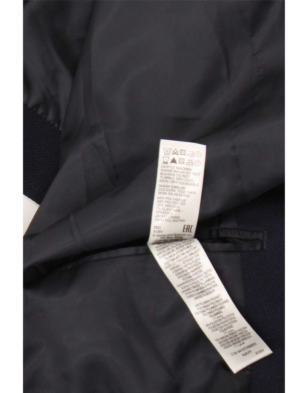 Marks & Spencer Chaqueta tipo blazer de 2 botones para hombre UK 50 5XL Poliamida azul marino