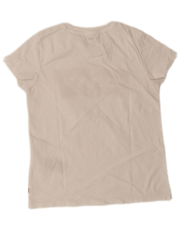 Levi's Mujer Denizen Graphic Camiseta Top UK 10 Small Algodón Blanco