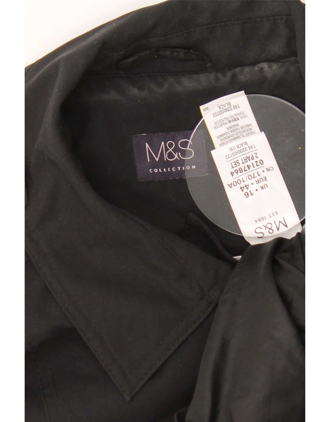 Marks & Spencer Gabardina para mujer UK 46 Grande Poliéster negro