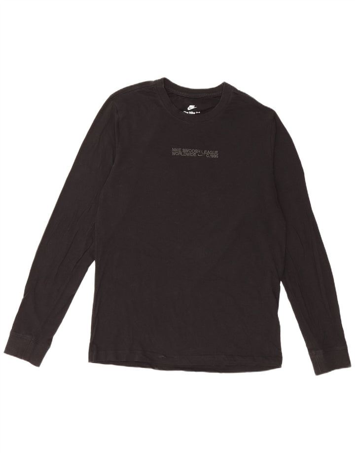Nike Camiseta gráfica de manga larga para hombre, talla pequeña, algodón negro