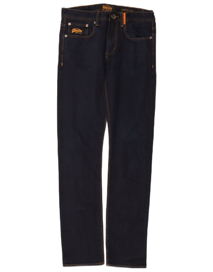 SUPERDRY Vaqueros ajustados corporales para hombre W32 L34 Algodón azul marino