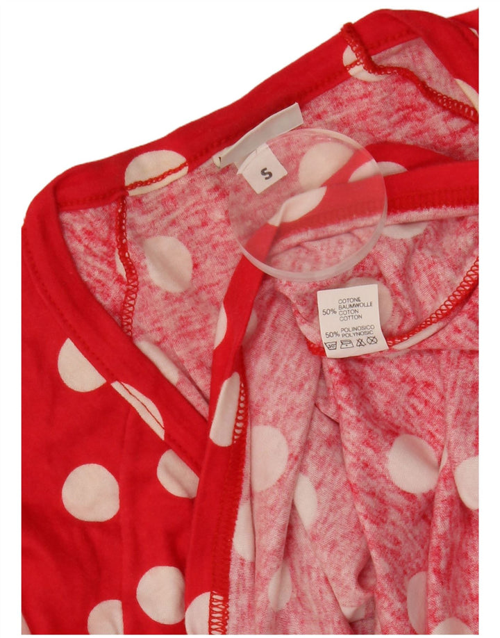 BENETTON Top extragrande con mangas de murciélago para mujer, manga 3/4, talla 40, talla pequeña, lunares rojos