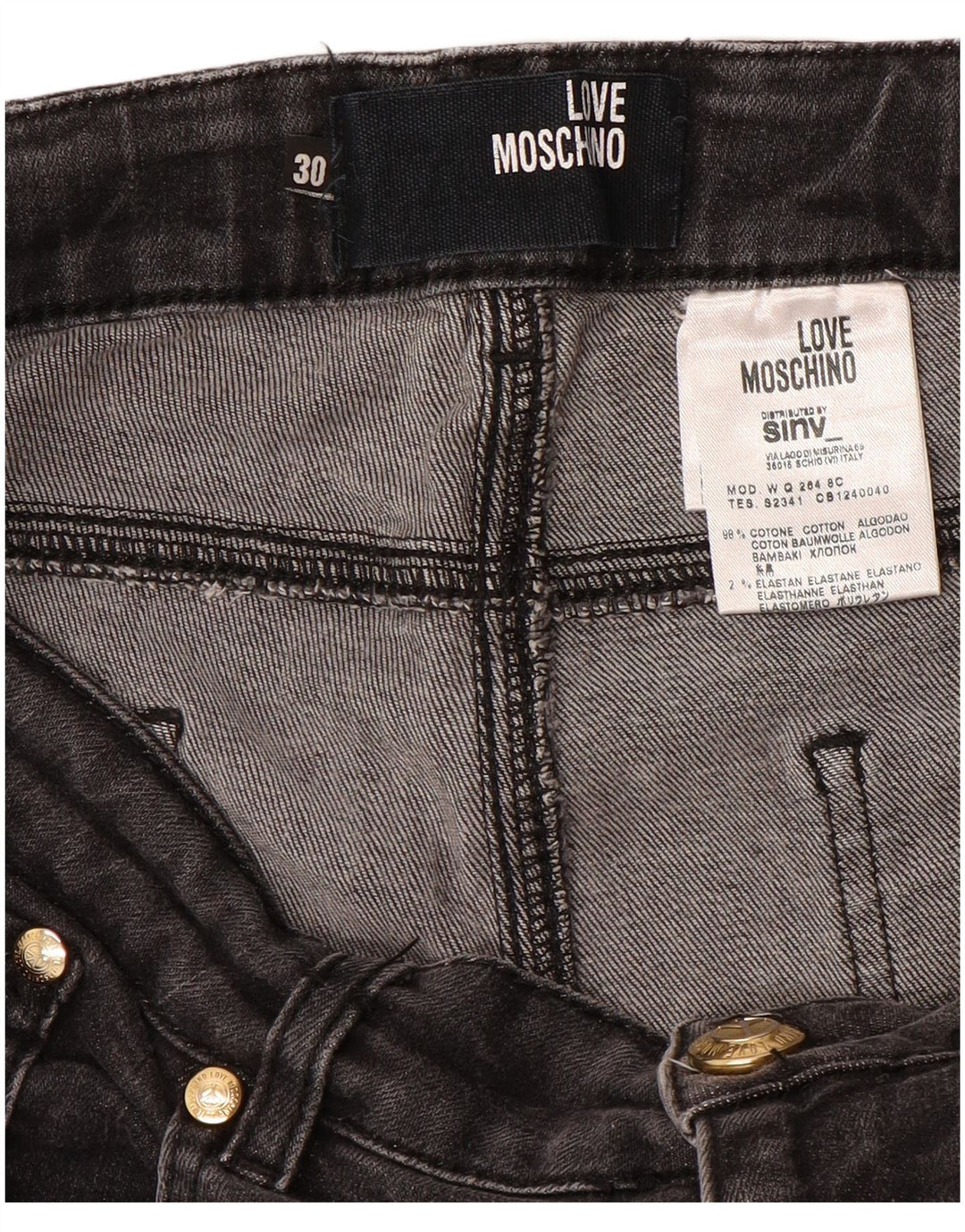 MOSCHINO Vaqueros Rectos Mujer W30 L31 Negro Algodón