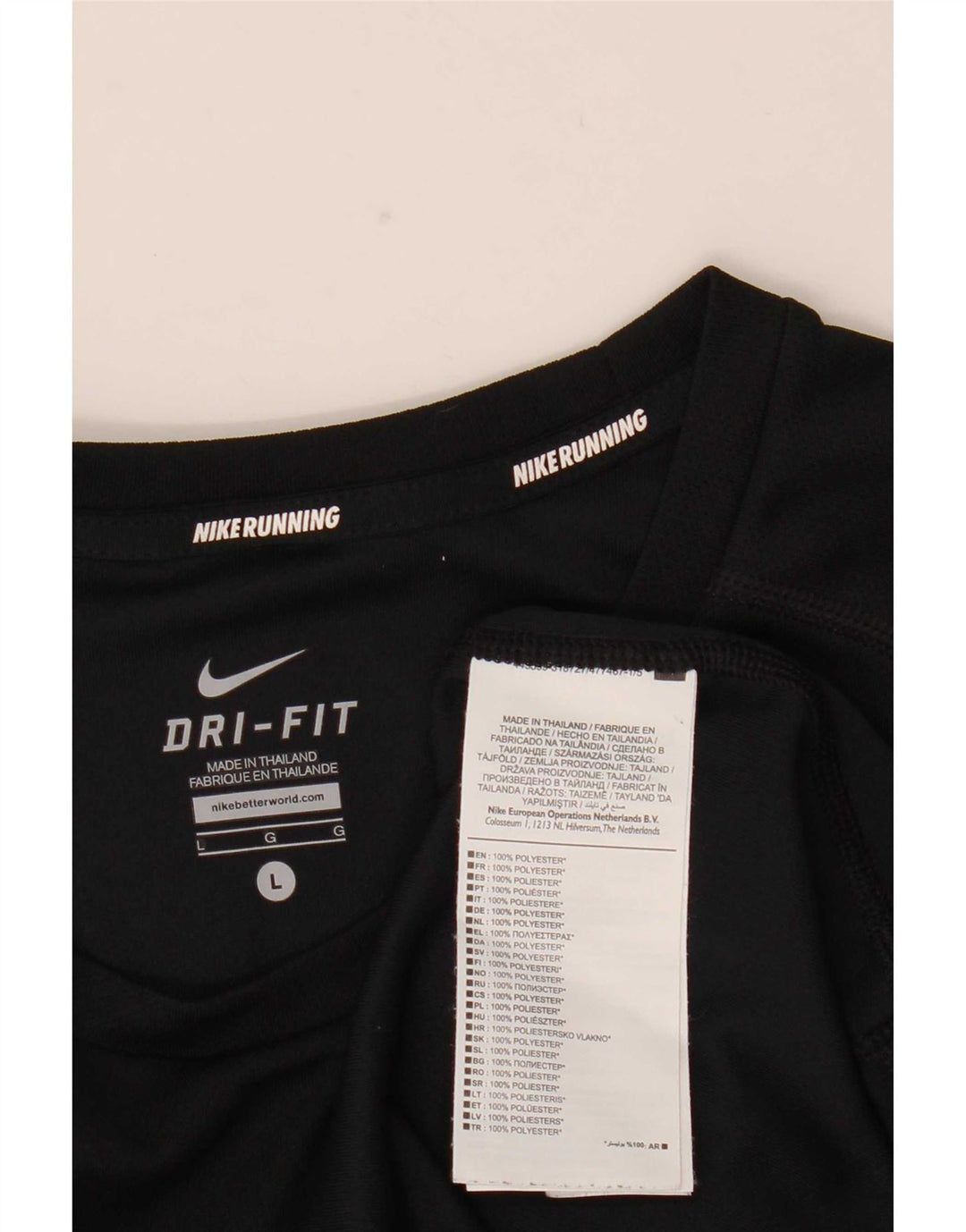 Nike Dri Fit Top manga larga para hombre poliéster negro grande