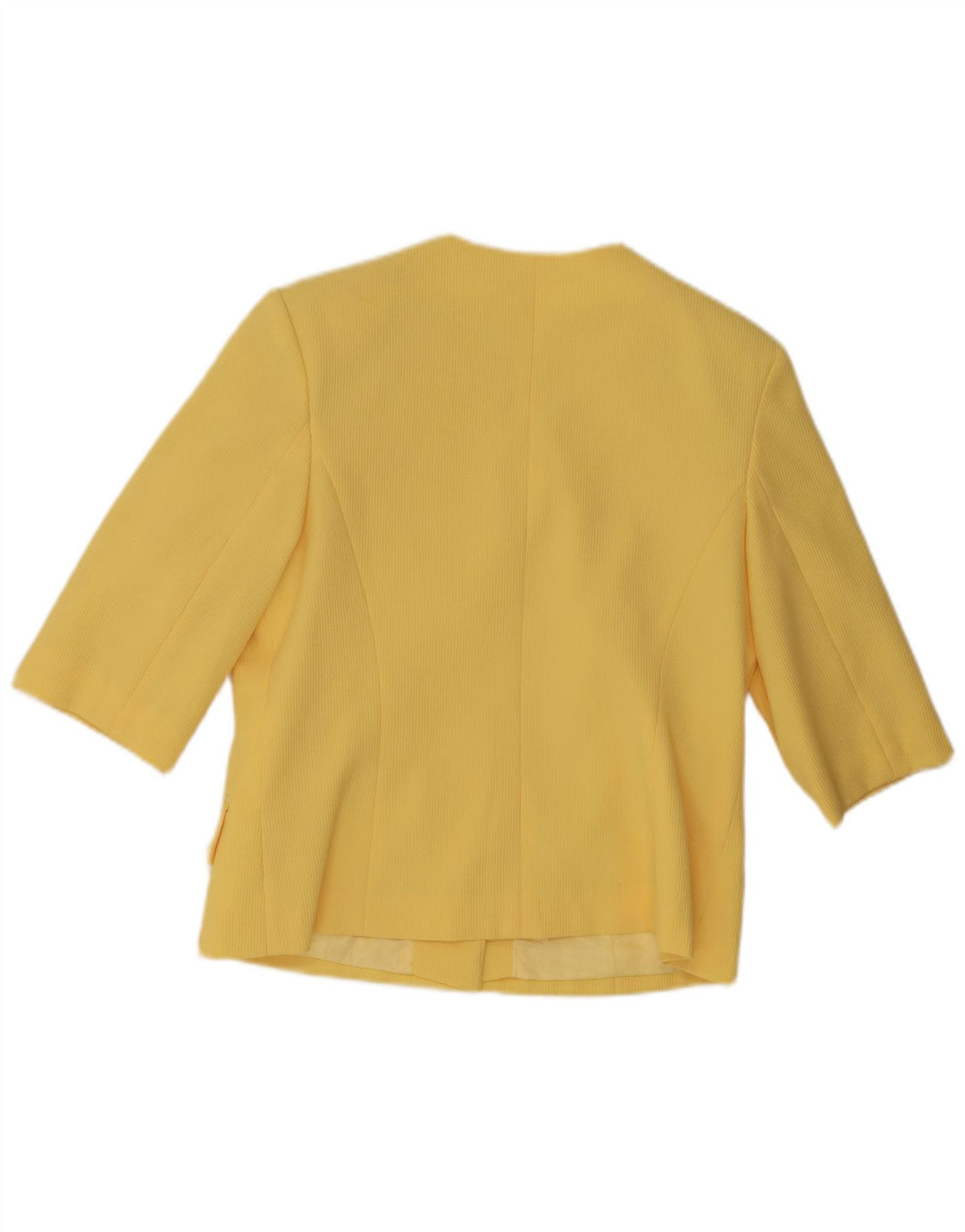 Vintage mujer 4 botón manga corta Blazer chaqueta Reino Unido 12 amarillo medio