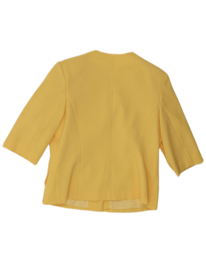 Vintage mujer 4 botón manga corta Blazer chaqueta Reino Unido 12 amarillo medio