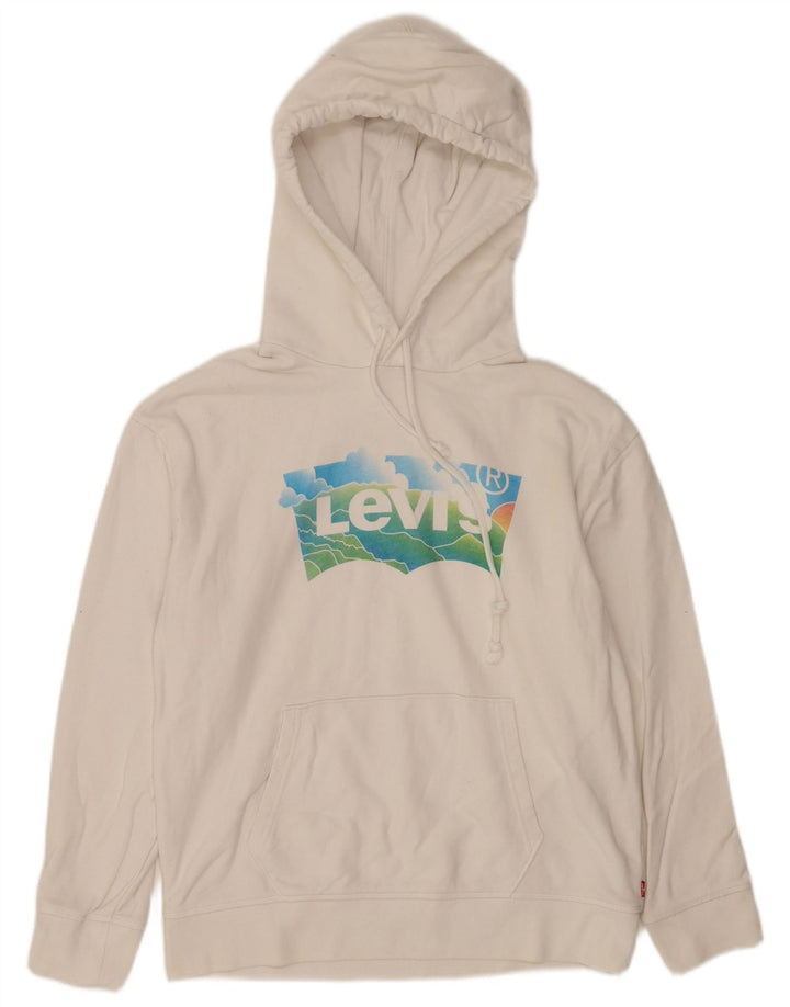 Levi's Hombre Sudadera Con Capucha Gráfica Jersey Pequeño De Algodón Blanco