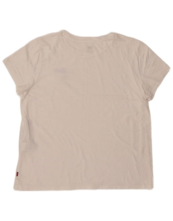 LEVI'S Camiseta para mujer Top UK 44 Grande Algodón blanco