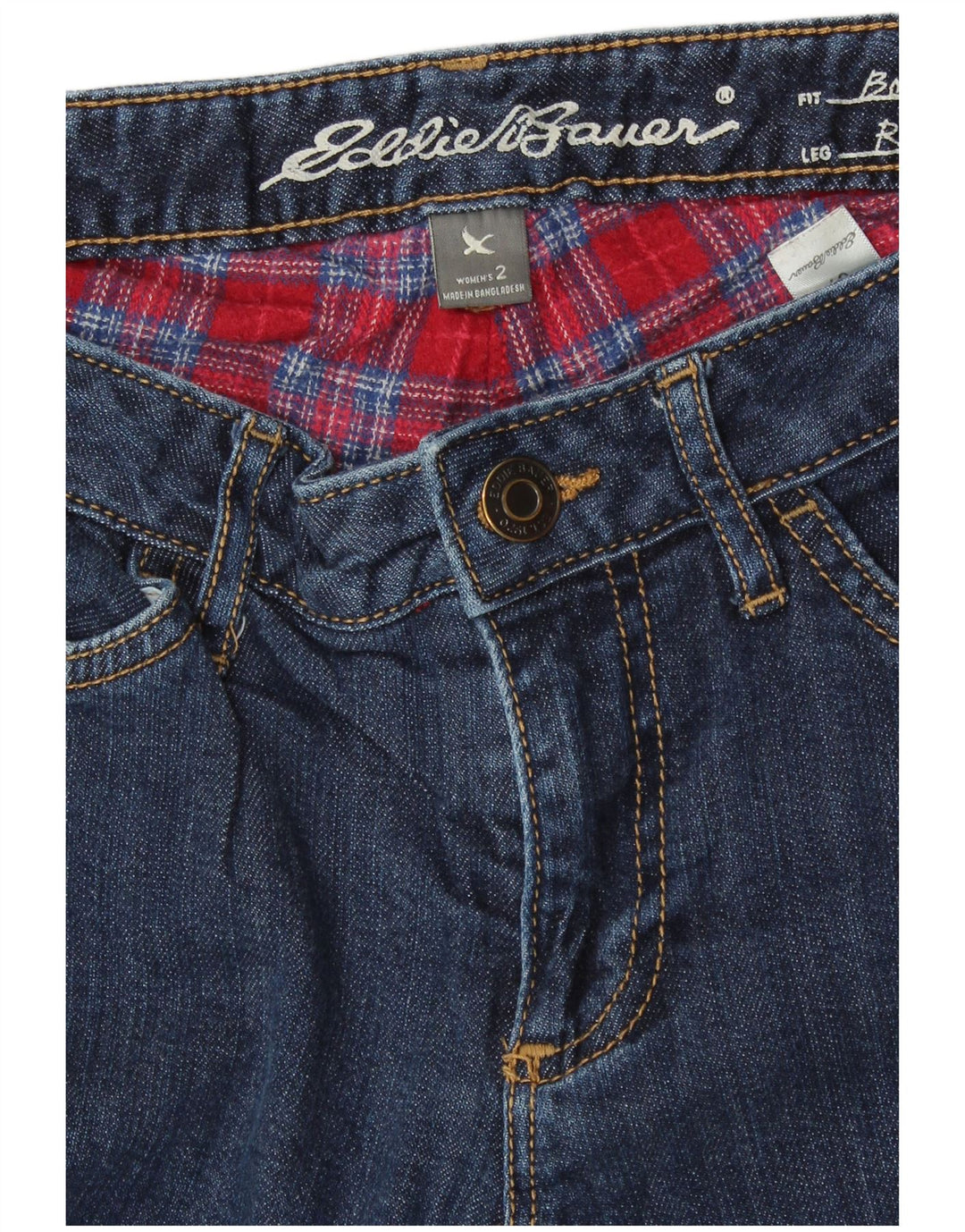 EDDIE BAUER Vaqueros rectos estilo novio para mujer US 2 XS W27 L30 Azul