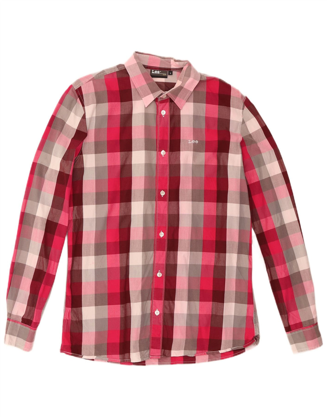 Camisa Lee para hombre de algodón a cuadros rosa grande