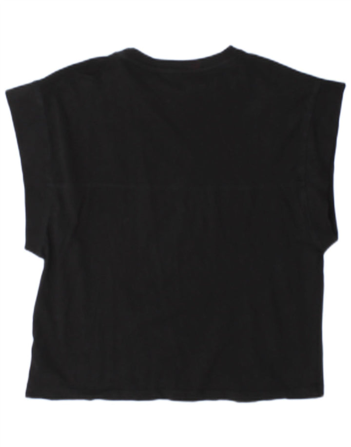 Zara Mujer Camiseta Top UK 44 Mediano Negro