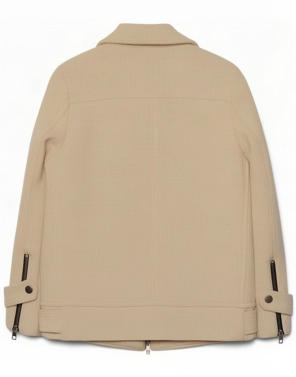 Zara Mujer Chaqueta Biker UK 10 Small Off White Cotton