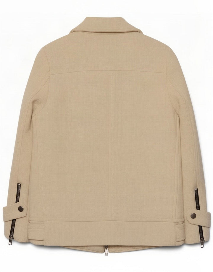 Zara Mujer Chaqueta Biker UK 10 Small Off White Cotton