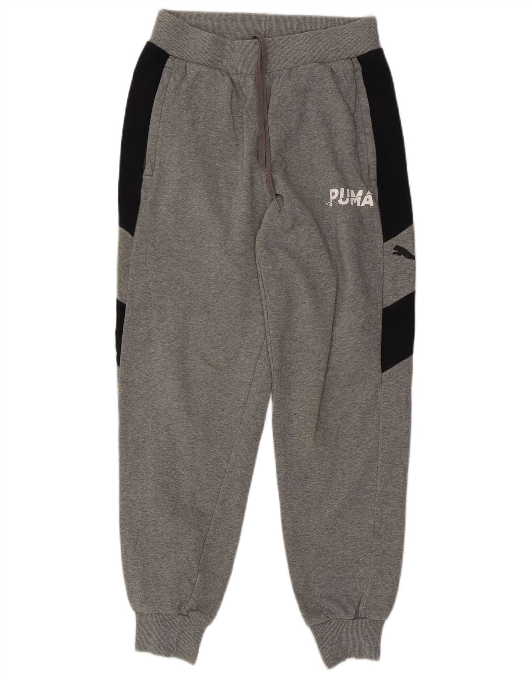 PUMA Mens Graphic Tracksuit Trousers Joggers Medium Grey Colourblock