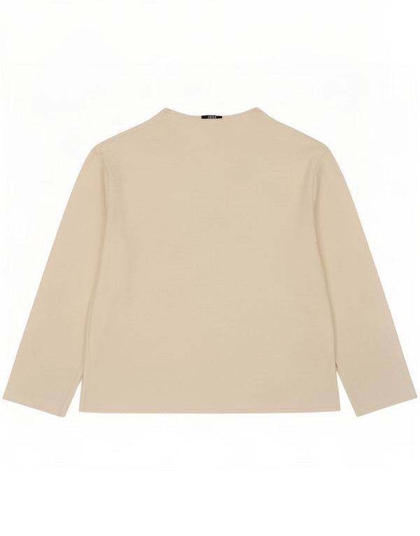 Zara Mujer Top Manga Larga UK 12 Medio Off White Algodón
