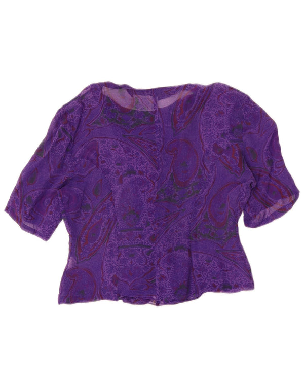 i Blues Blusa corta de manga corta para mujer UK 10 Small Purple Paisley