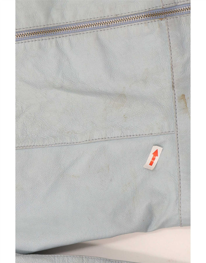 Vintage mujer chaqueta de cuero Reino Unido 14 cuero azul medio