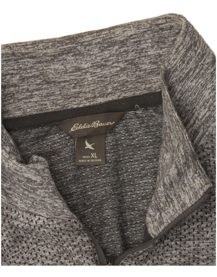 EDDIE BAUER Jersey de chándal con cuello y cremallera para hombre XL Gris moteado