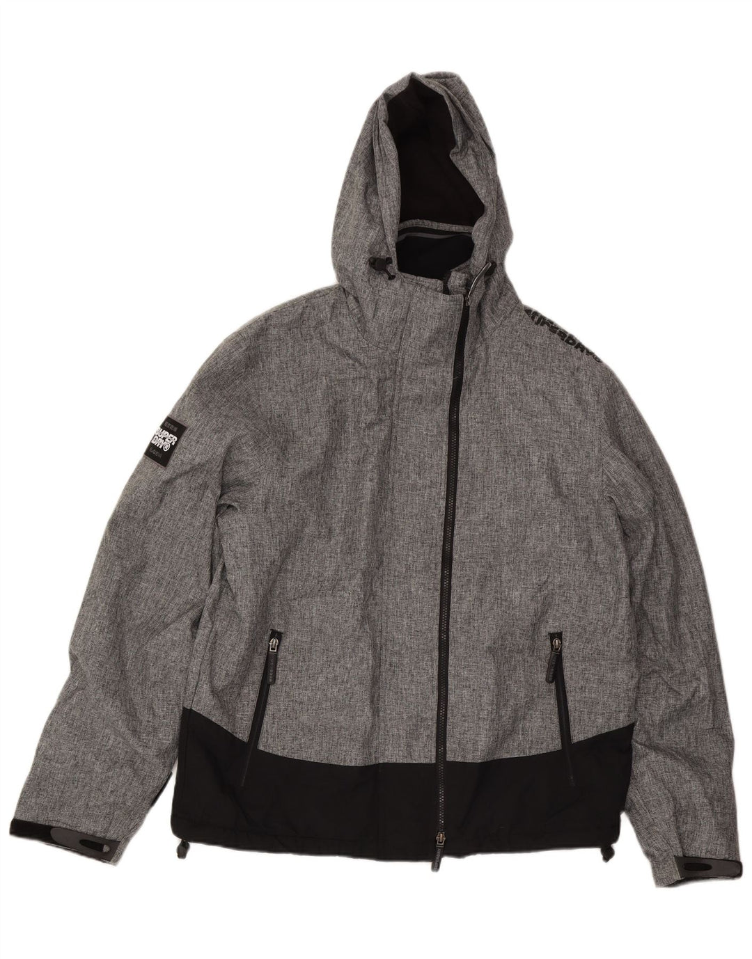 SUPERDRY Chaqueta cortavientos con capucha para mujer UK 20 2XL Gris Colorblock