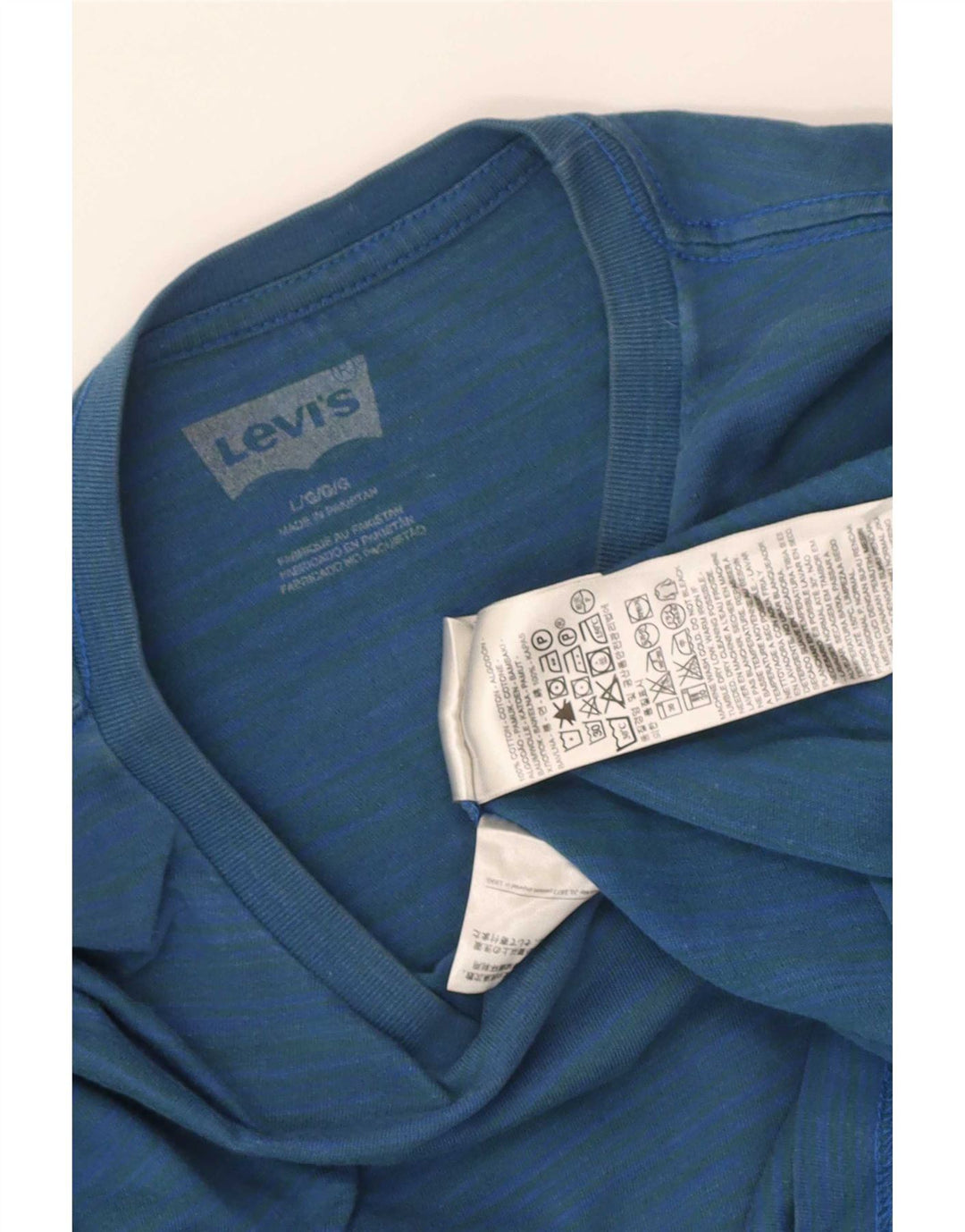 Levi's Top de manga larga para hombre de algodón a rayas azules grandes