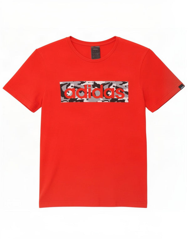 Adidas - Camiseta gráfica para hombre, talla pequeña, algodón rojo