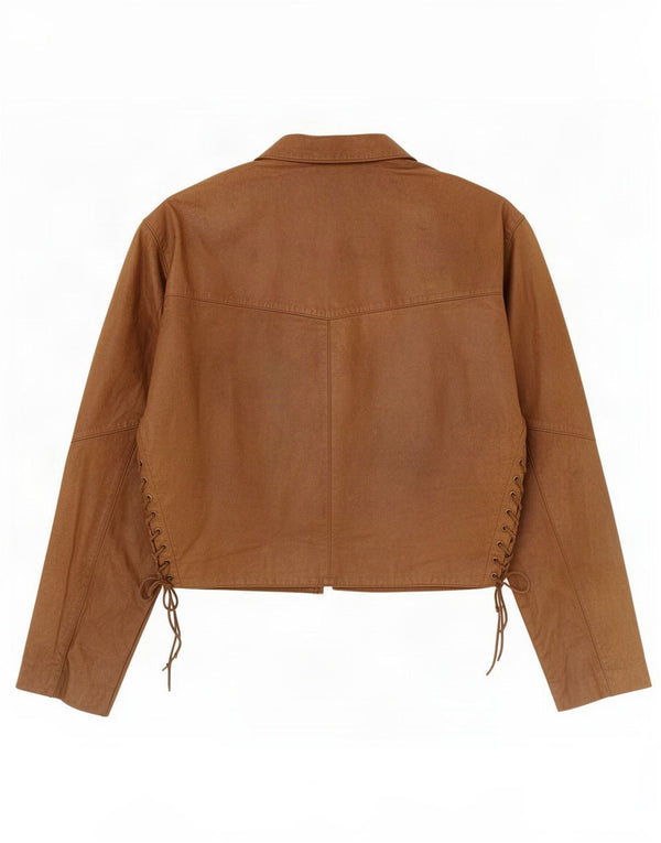 Chaqueta de cuero vintage para mujer Reino Unido 18 XL Marrón