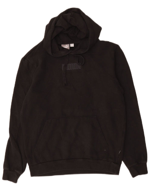 Puma Sudadera con capucha gráfica para hombre, talla pequeña, algodón negro
