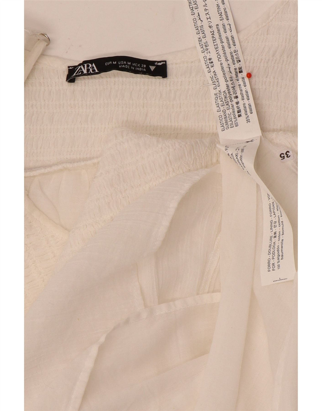Zara Mujer Vestido De Verano UK 42 Medio Blanco Poliéster