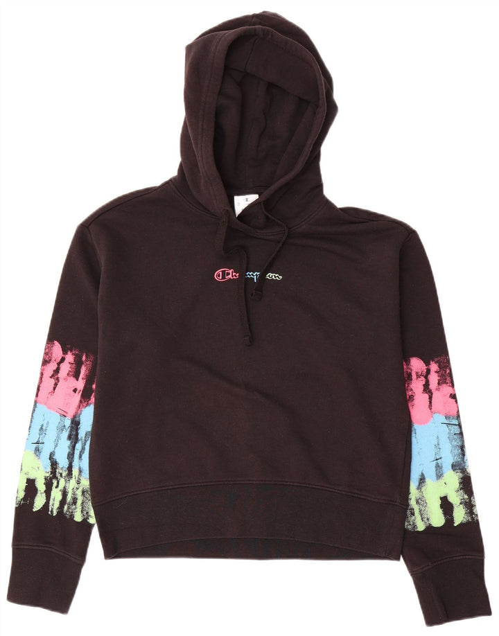 Champion Sudadera con capucha gráfica de gran tamaño para mujer UK 10 Small Black