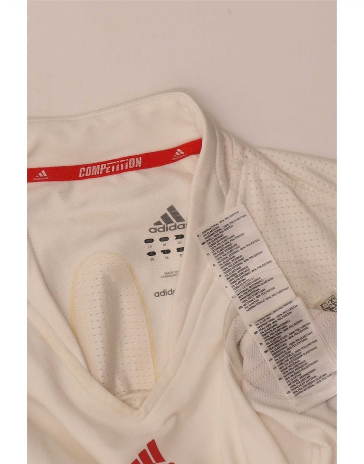 Adidas Camiseta sin mangas para mujer UK 44 Medio Blanco Colorblock Poliéster