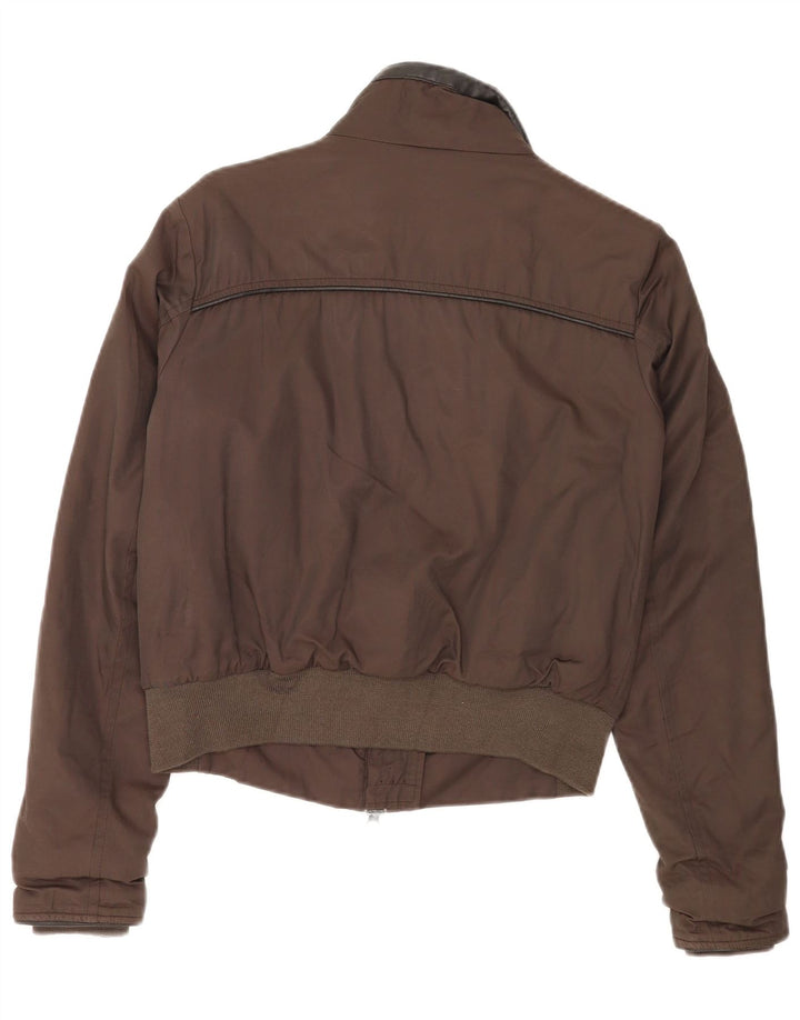 Refrigue Chaqueta bomber corta para mujer Reino Unido 12 Algodón marrón medio