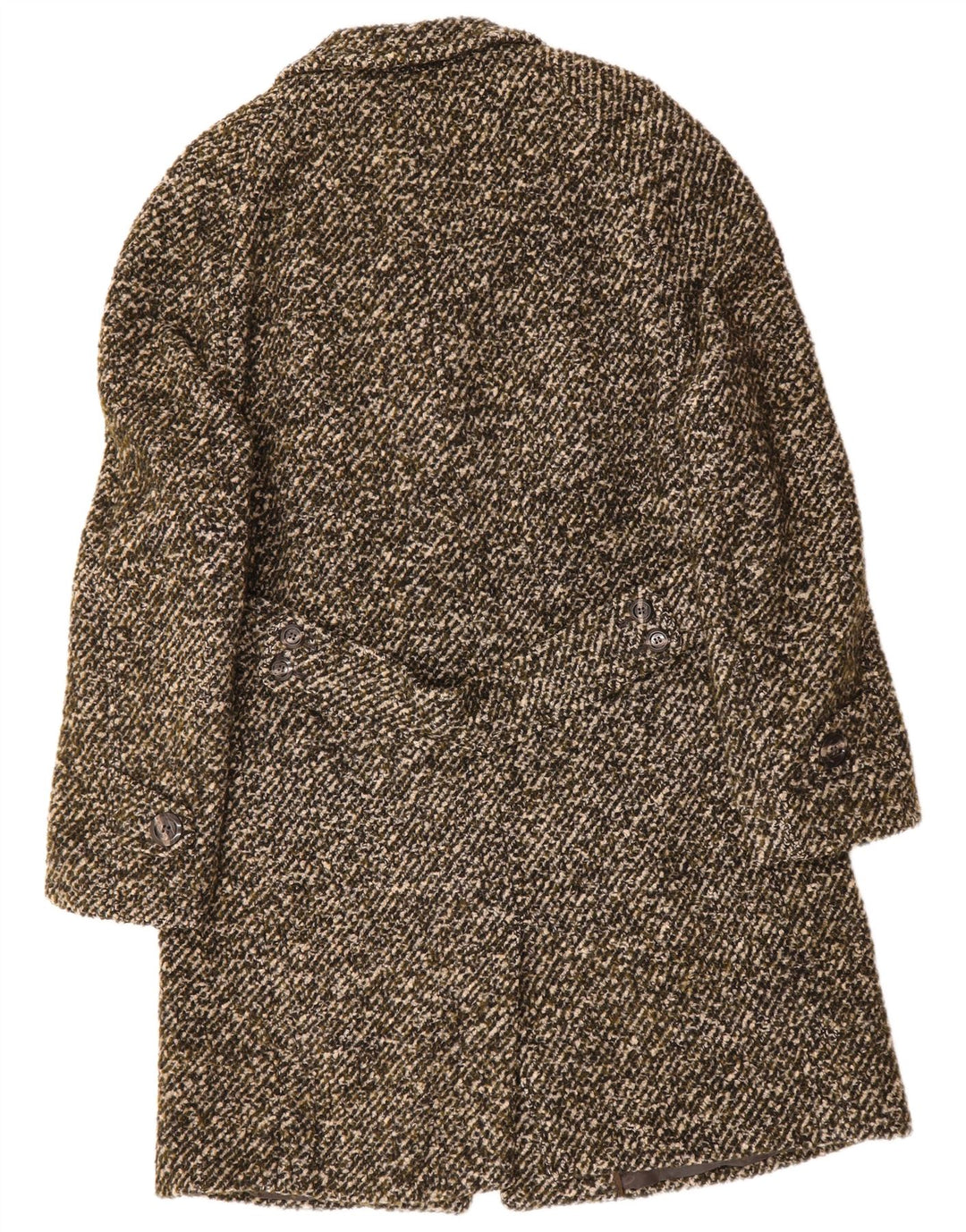 VINTAGE Abrigo para hombre Reino Unido 38 Lana moteada de color caqui medio