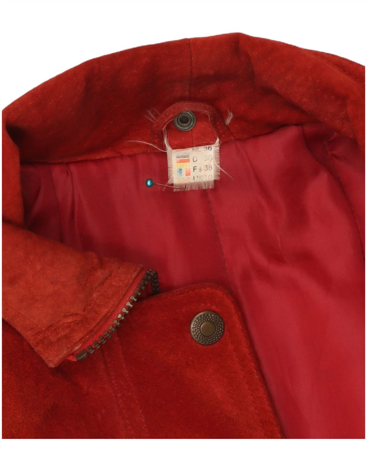 Vintage mujer ante overcoat abrigo Reino Unido 10 pequeño rojo