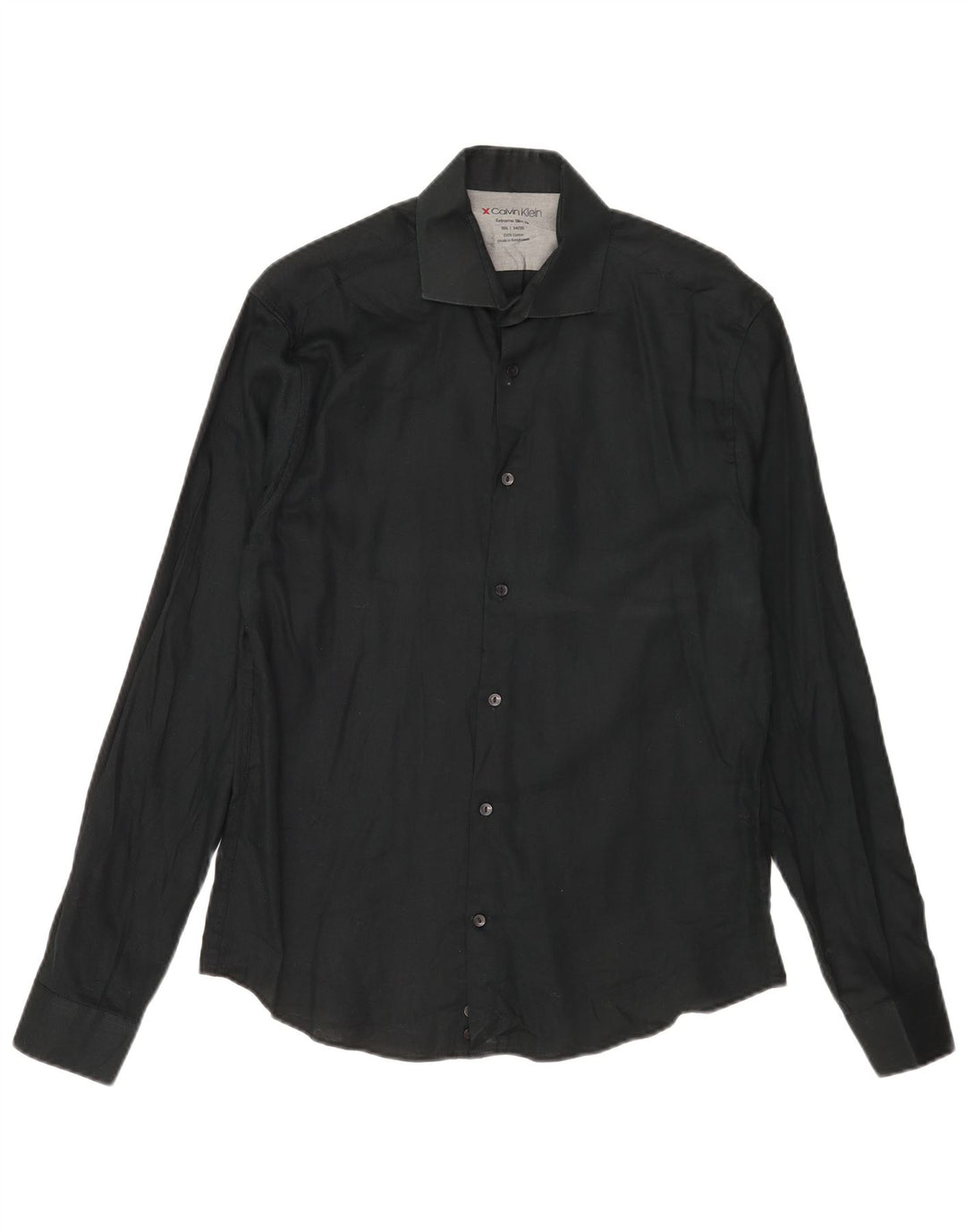 Calvin Klein Camisa extra slim fit para hombre talla 15 1/2 mediana algodón negro