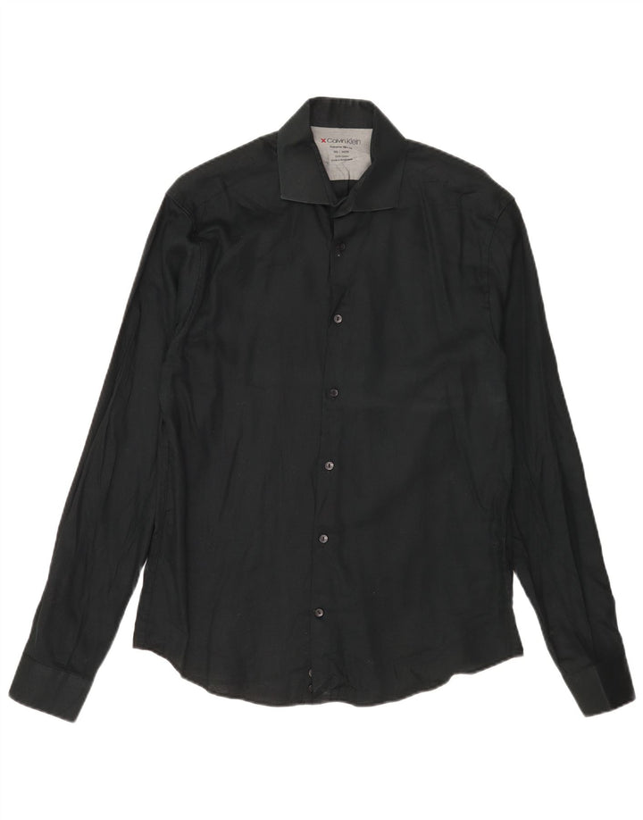 Calvin Klein Camisa extra slim fit para hombre talla 15 1/2 mediana algodón negro
