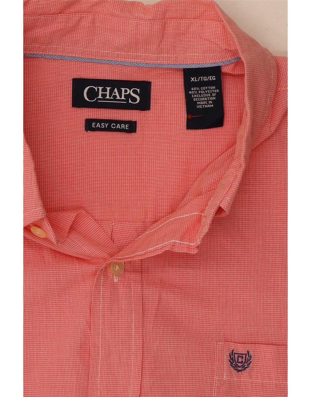 Chaps Camisa Manga Corta Hombre XL Algodón Pata De Gallo Rojo
