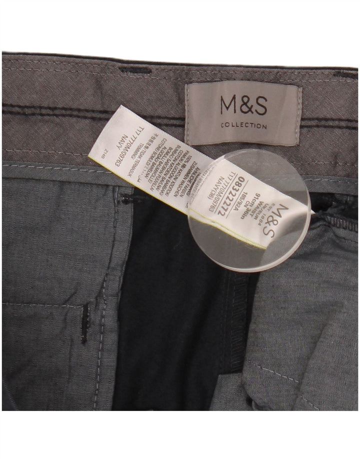 Marks & Spencer Pantalones cortos chinos para hombre W36 Grande Algodón azul marino