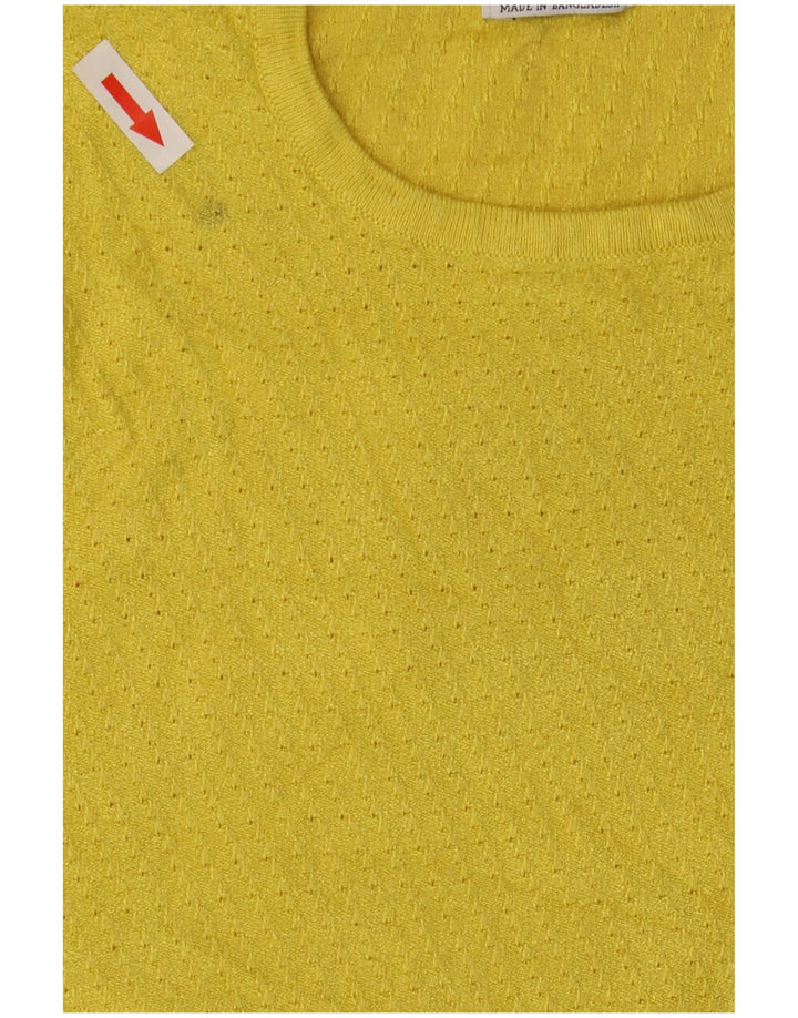 Zara - Jersey de cuello redondo para mujer, talla 40, color amarillo mediano
