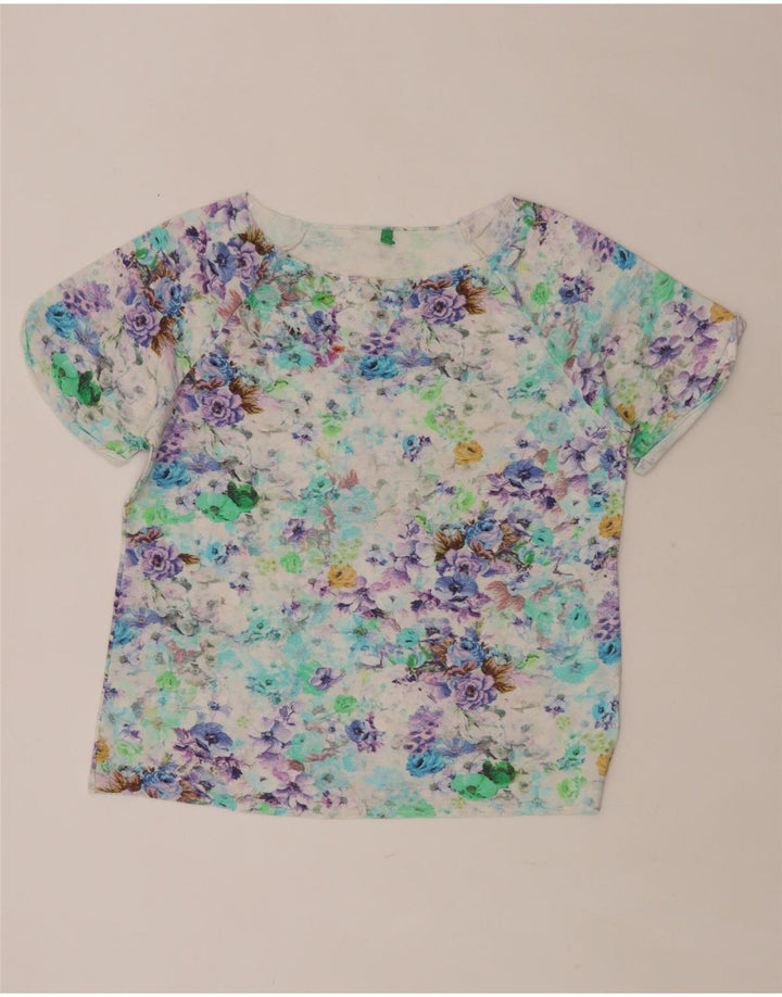 BENETTON Camiseta para mujer Top UK 44 Large Multicolor Floral