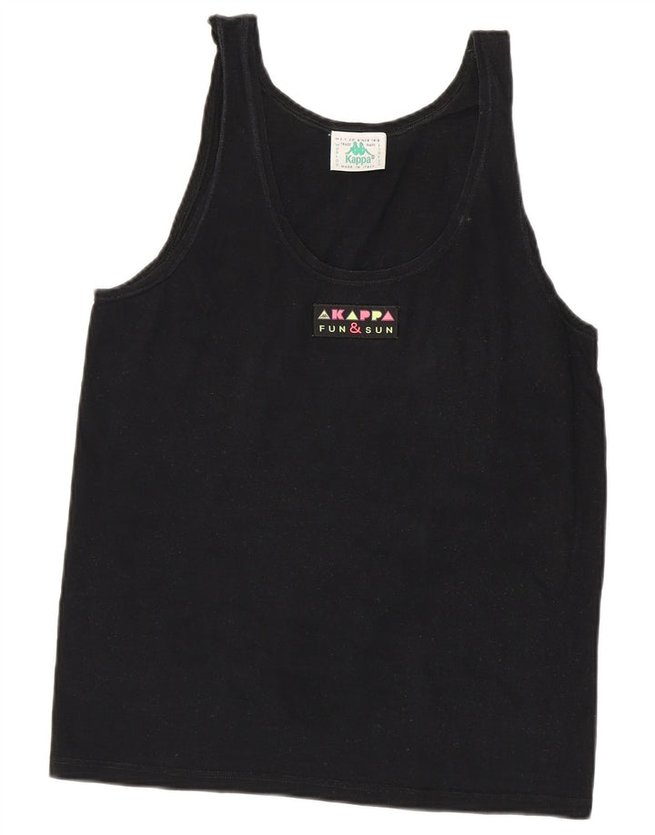Kappa Camiseta sin mangas para mujer UK 44 Grande Algodón negro
